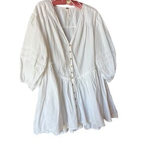 Free People White Button-Front Blouse